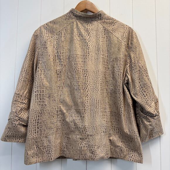 Chicos Womens Snakeskin Print Old Money Zip Jacket Size 3 (XL US) Shimmery - Picture 2 of 9